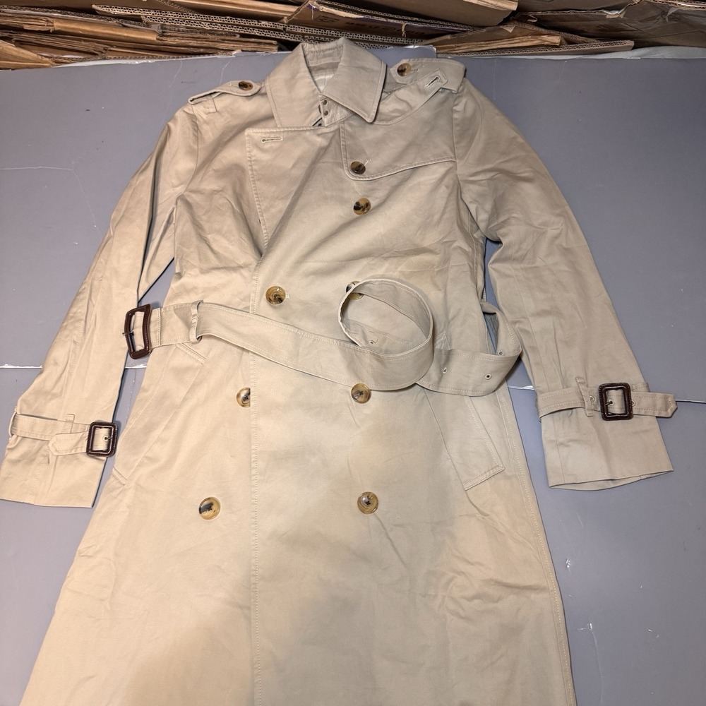 Kamakura Shirts Womens Belted Trench Coat M Medium 35 Light Beige Tan Cotton